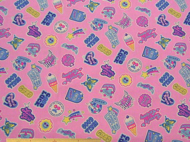 ポップなモチーフ柄・コットンオックスプリント(ピンク)