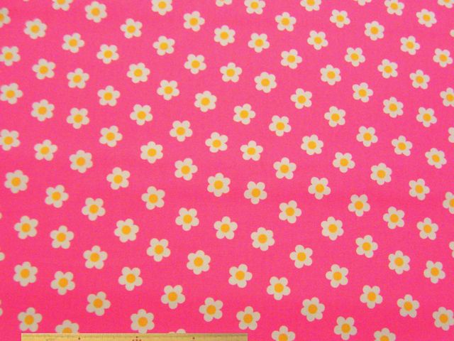 デイジー(フラワー)柄コットンオックスプリント(ピンク)