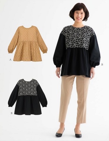 おとな・ギャザーペプラムブラウス(型紙)
